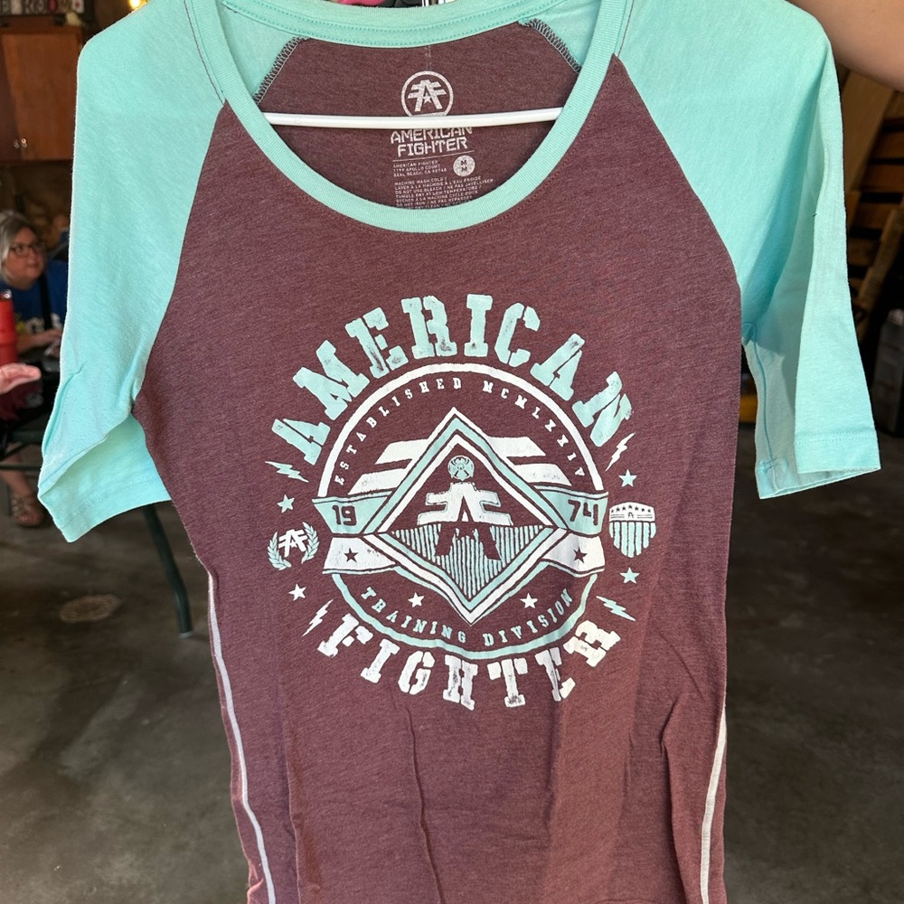 American Fighter Blue and Brown Graphic Tee